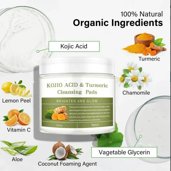 NEW 2 Jars- Turmeric Kojic Acid Cleansing Exfoliating Face Scrub Pads - Picture 5 of 13